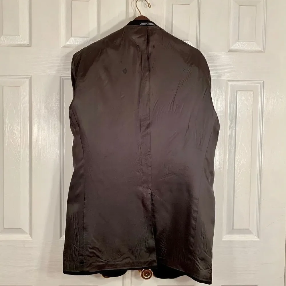 VINTAGE BARRINGTON BLACK WORSTED WOOL BLAZER 46L